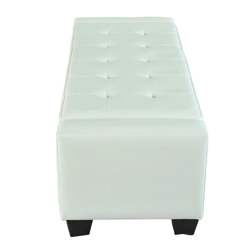 Banc ottoman de rangement en similicuir blanc Pickard Porch & Den