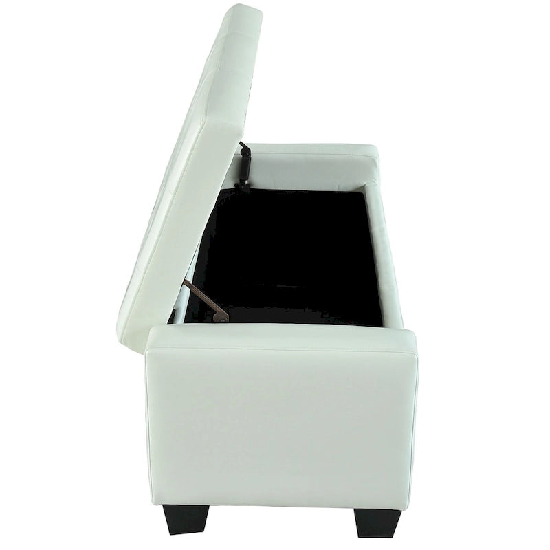 Banc ottoman de rangement en similicuir blanc Pickard Porch & Den