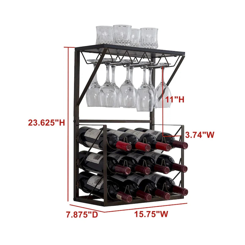 Range-bouteilles et verres à vin de comptoir, étain/marbre