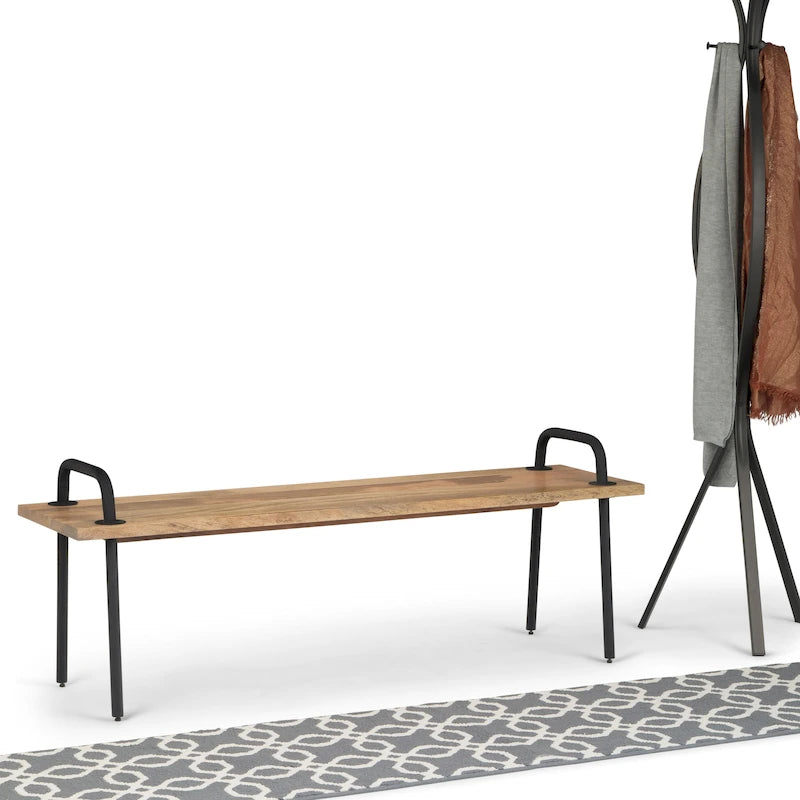 WYNDENHALL Sera Banc d'entrée industriel en manguier massif naturel de 140 cm de large - 140,0 x 38,1 x 51,1 cm