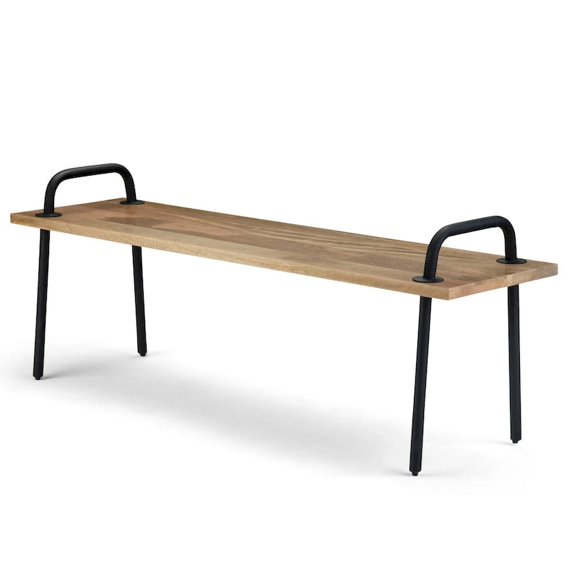 WYNDENHALL Sera Banc d'entrée industriel en manguier massif naturel de 140 cm de large - 140,0 x 38,1 x 51,1 cm