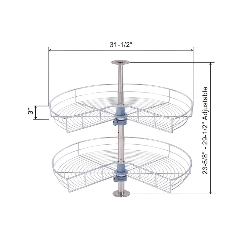 Plateau tournant Dowell 32 diamètre - Double panier 270 degrés Inox