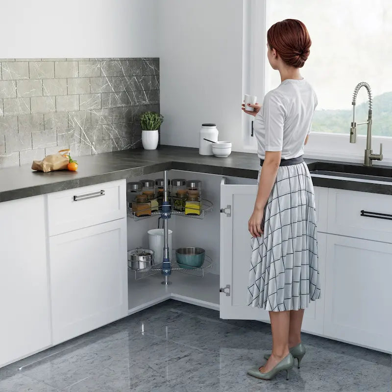 Plateau tournant Dowell 32 diamètre - Double panier 270 degrés Inox