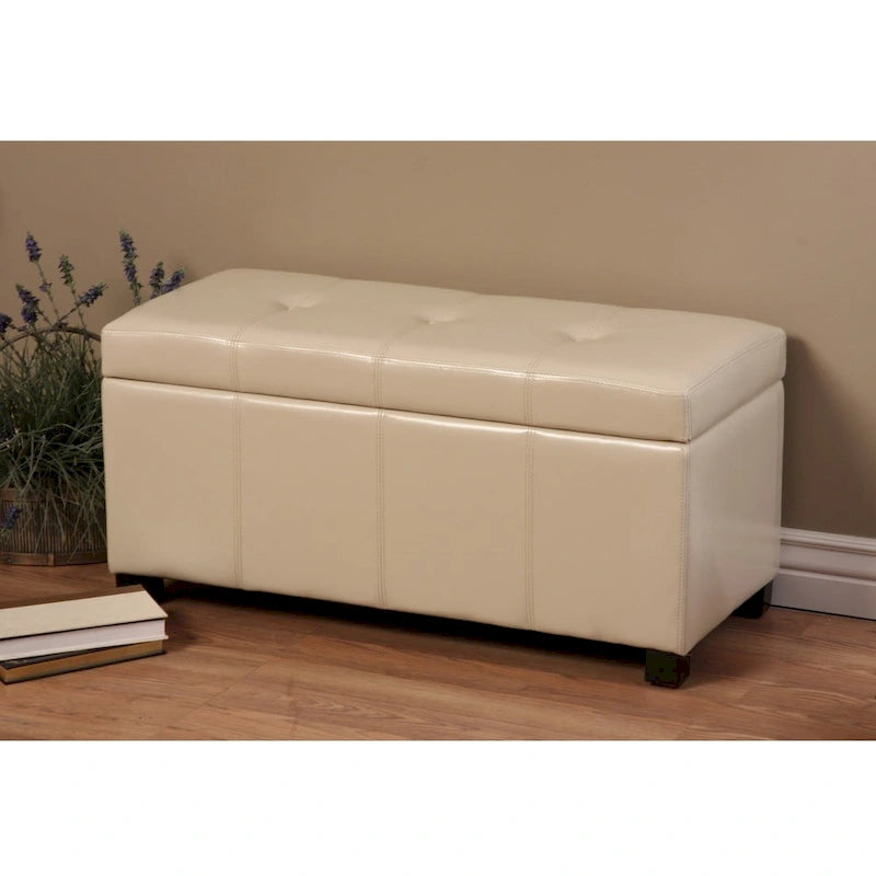 Warehouse of Tiffany Ariel Ivory Wood Storage Bench