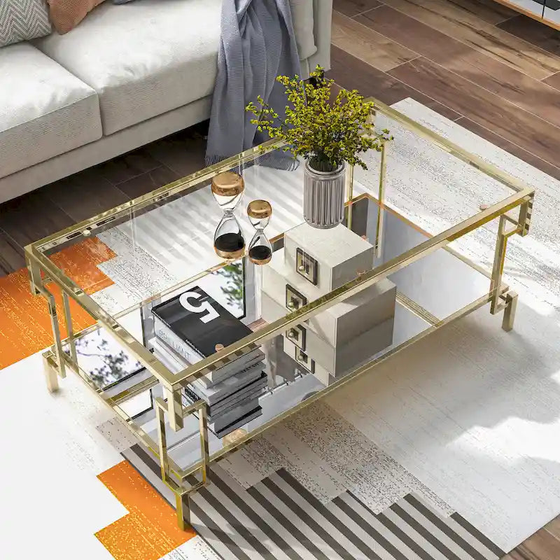 Table basse en verre 1 étagère de 43 pouces
