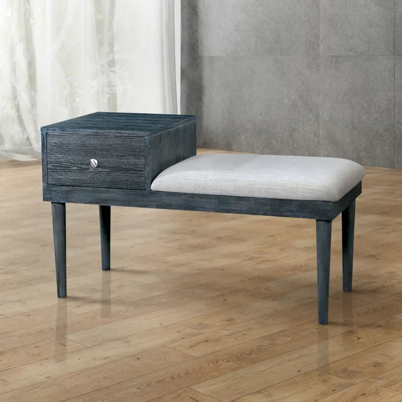 Jays Contemporary Grey Solid Wood 1-Drawer Accent Bench by Furniture of America