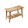 Banc de style asiatique en teck massif de style nordique avec étagère