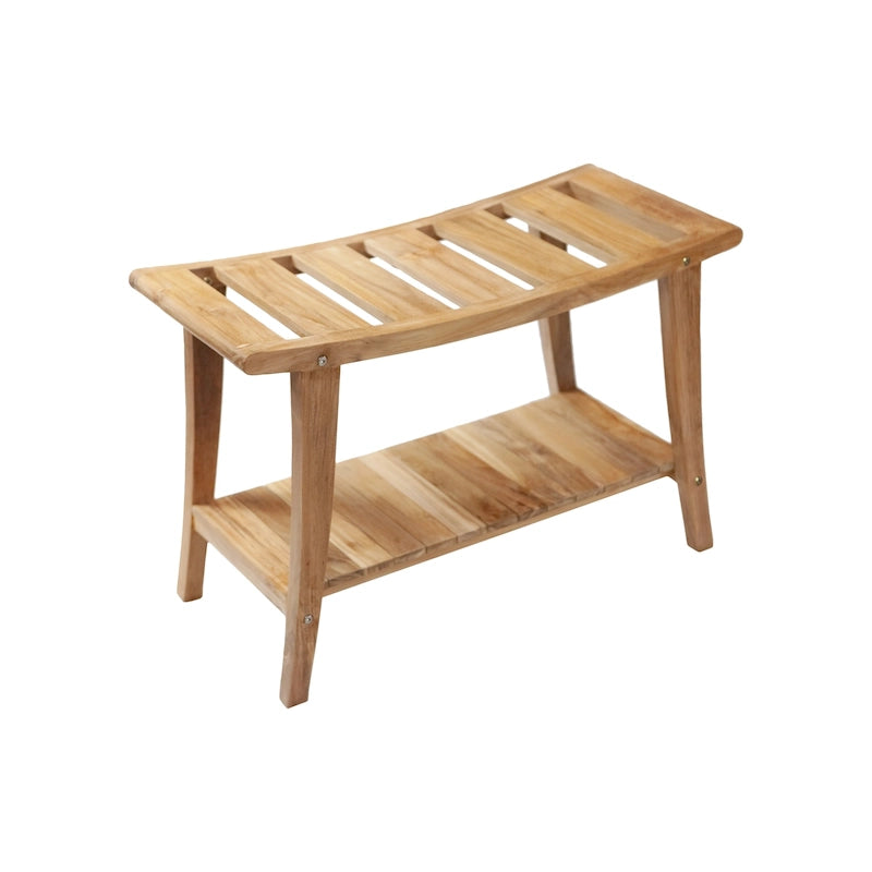 Banc de style asiatique en teck massif de style nordique avec étagère