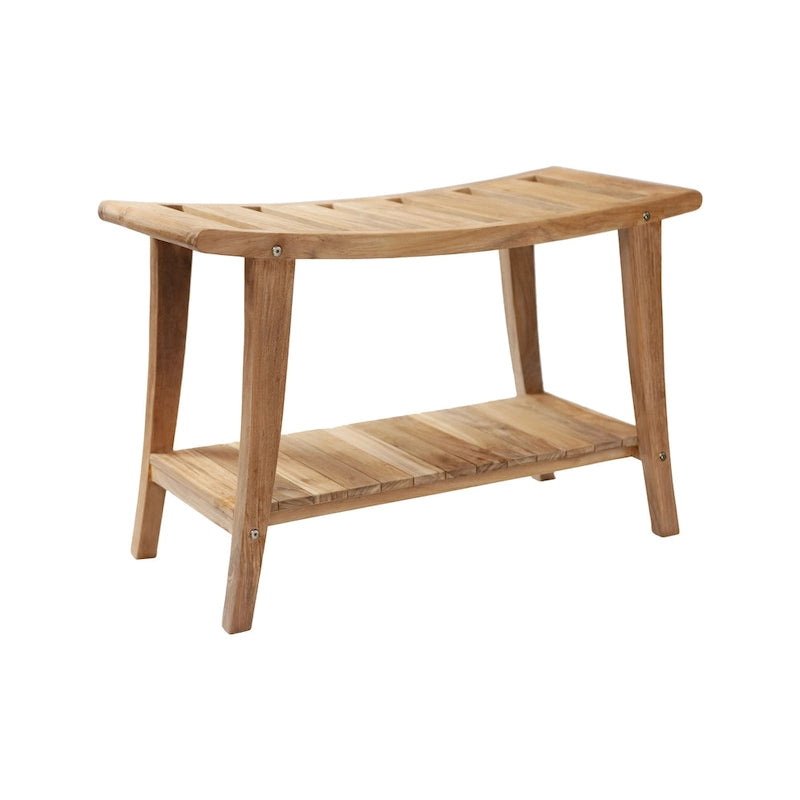 Banc de style asiatique en teck massif de style nordique avec étagère