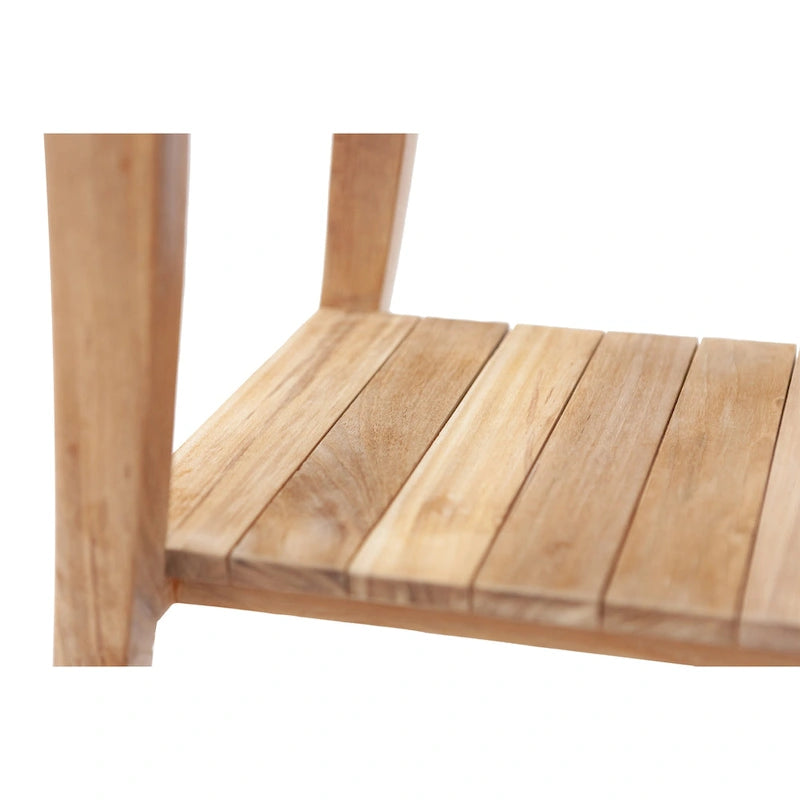 Banc de style asiatique en teck massif de style nordique avec étagère