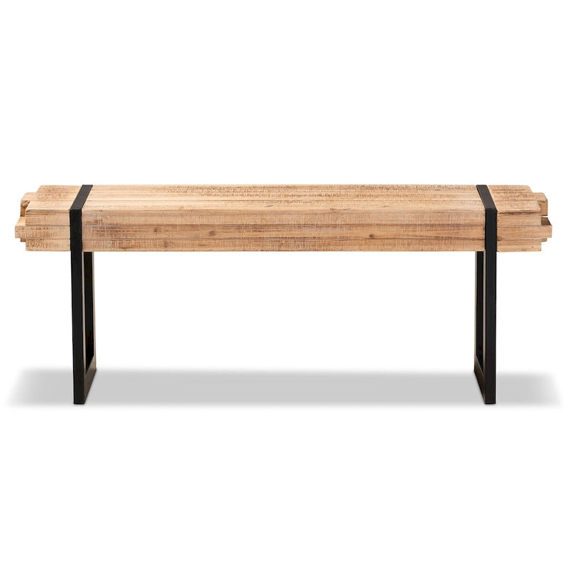 Banc Henson en bois à finition marron naturel et métal à finition noire