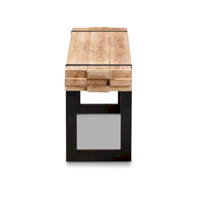 Banc Henson en bois à finition marron naturel et métal à finition noire