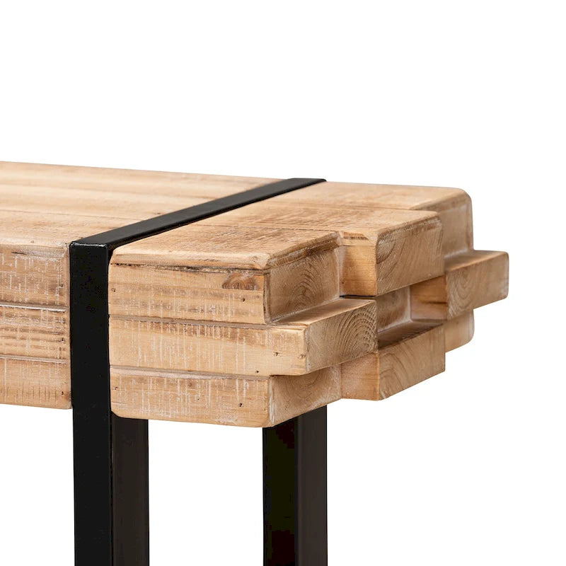 Banc Henson en bois à finition marron naturel et métal à finition noire