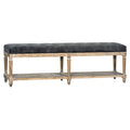 Mariel Upholstered Bench with Tufting and Shelf, Charcoal Grey