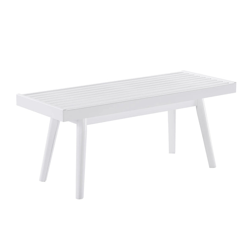 Banc à lattes en bois massif Larwich Roundhill Furniture, blanc - 41,30 larg. x 16,50 prof. x 17,50 haut.