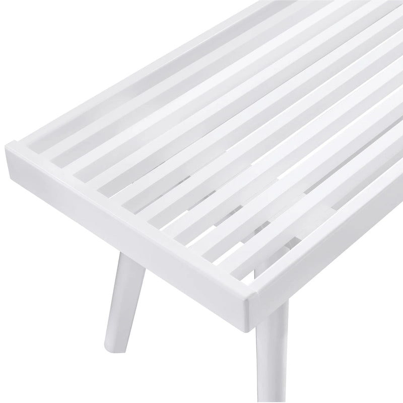 Banc à lattes en bois massif Larwich Roundhill Furniture, blanc - 41,30 larg. x 16,50 prof. x 17,50 haut.