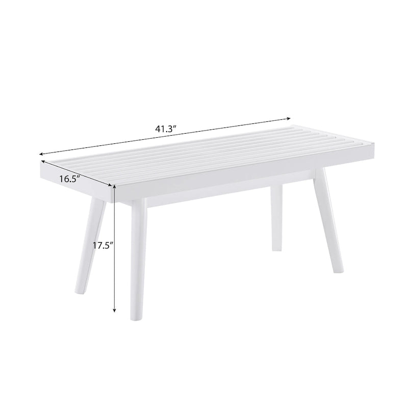Banc à lattes en bois massif Larwich Roundhill Furniture, blanc - 41,30 larg. x 16,50 prof. x 17,50 haut.