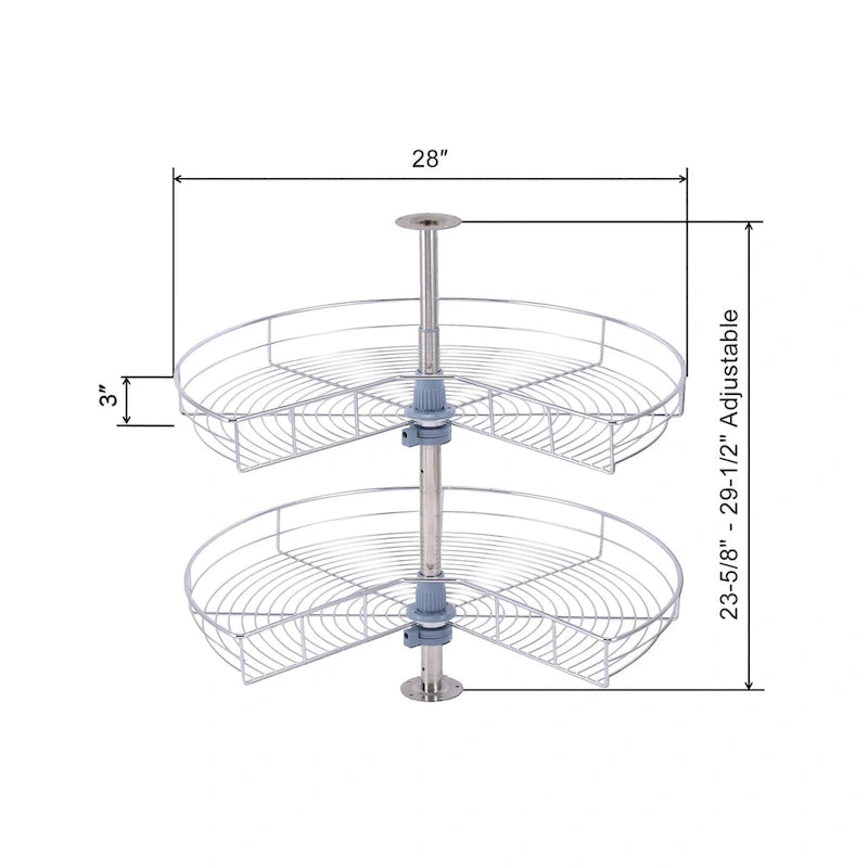 Plateau tournant Lazy Susan Dowell de 28 po de diamètre - Double support en acier inoxydable à 270 degrés