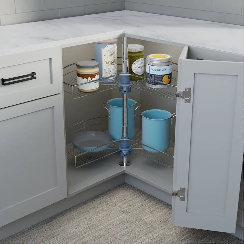 Plateau tournant Lazy Susan Dowell de 28 po de diamètre - Double support en acier inoxydable à 270 degrés