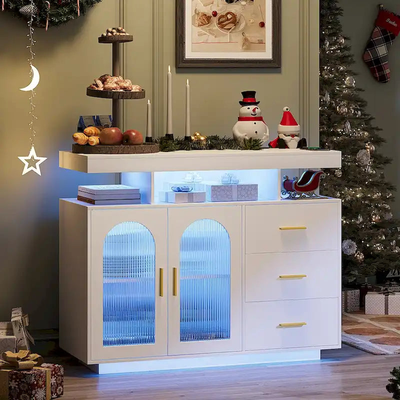 39Buffet large avec éclairage LED - N/A