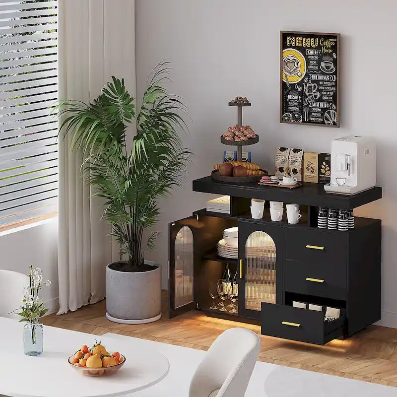 39Buffet large avec éclairage LED - N/A