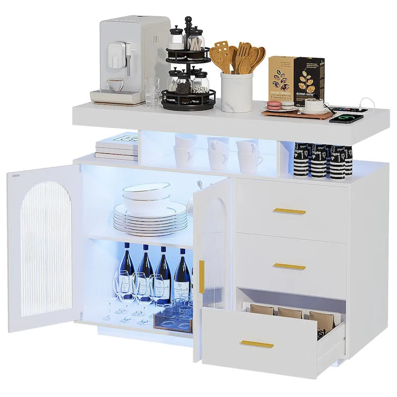 39Buffet large avec éclairage LED - N/A