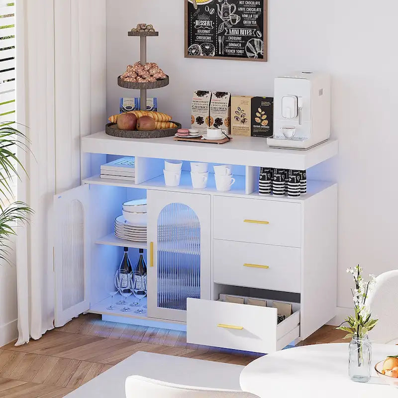 39Buffet large avec éclairage LED - N/A