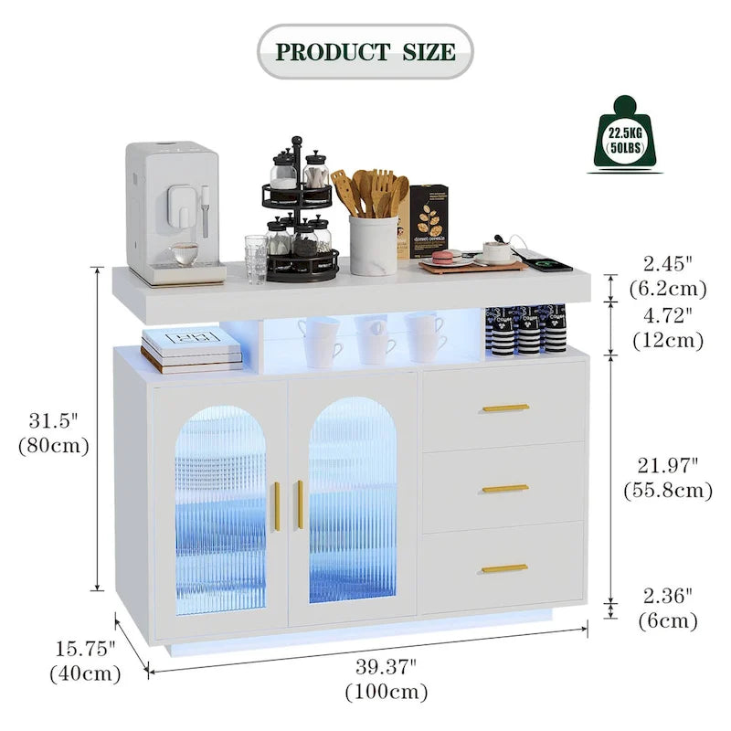 39Buffet large avec éclairage LED - N/A