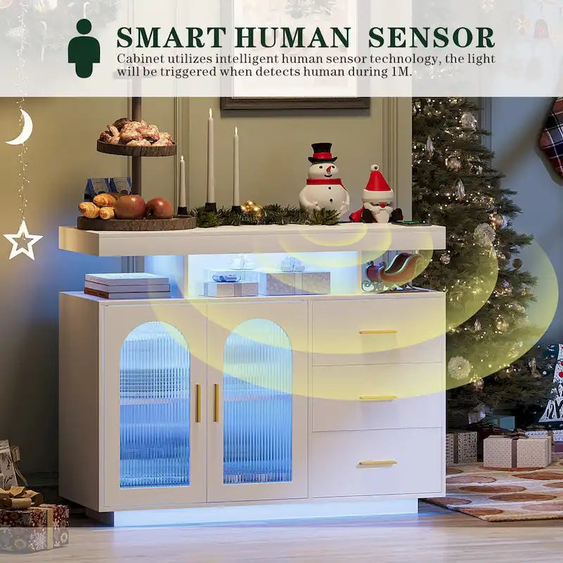 39Buffet large avec éclairage LED - N/A