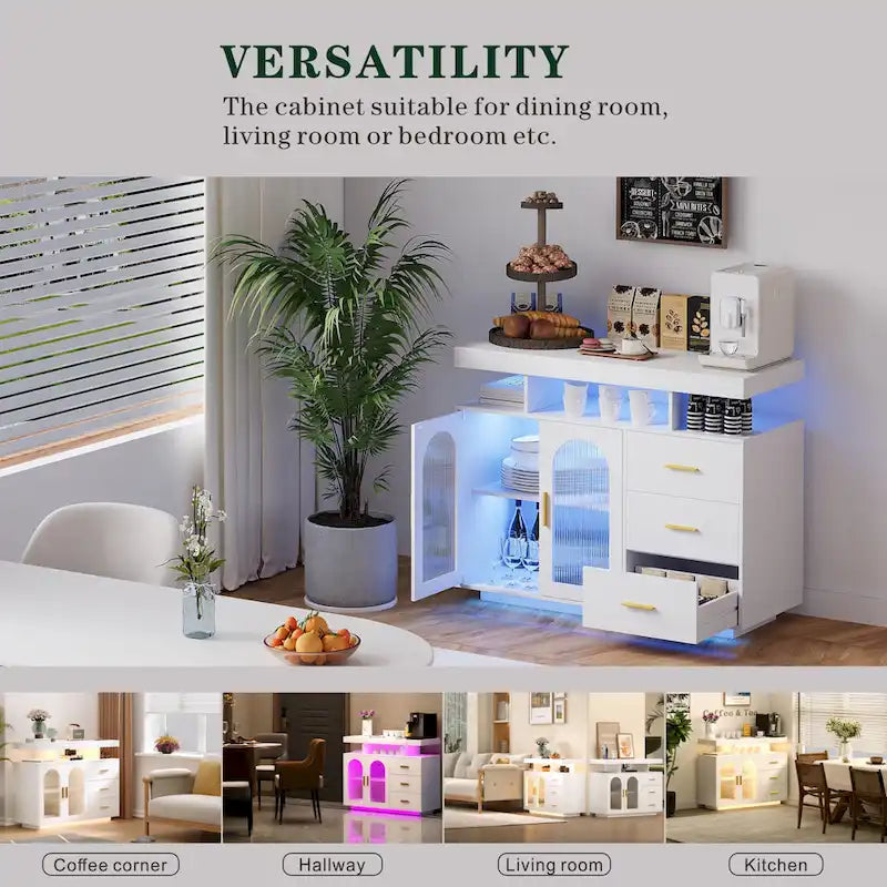39Buffet large avec éclairage LED - N/A