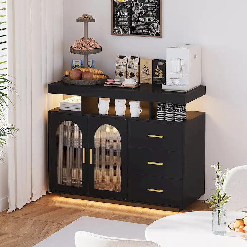 39Buffet large avec éclairage LED - N/A