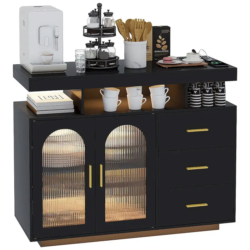 39Buffet large avec éclairage LED - N/A