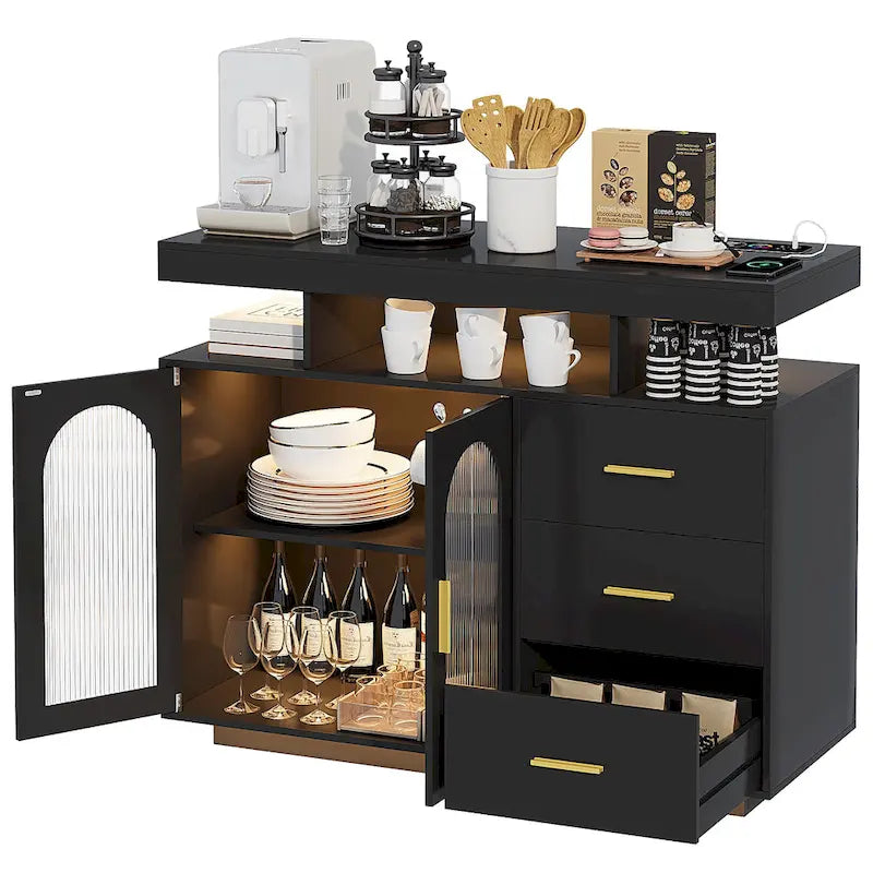 39Buffet large avec éclairage LED - N/A
