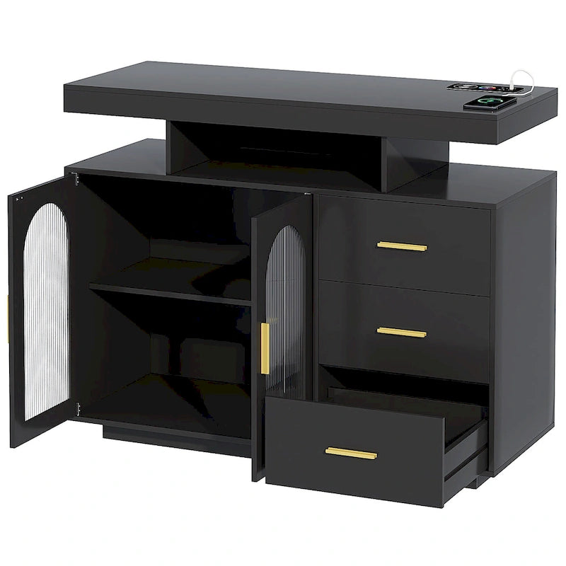 39Buffet large avec éclairage LED - N/A