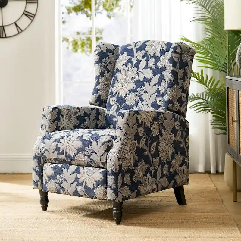 Fauteuil inclinable manuel "push-back" de style Mid-Century Modern avec dossier à oreilles