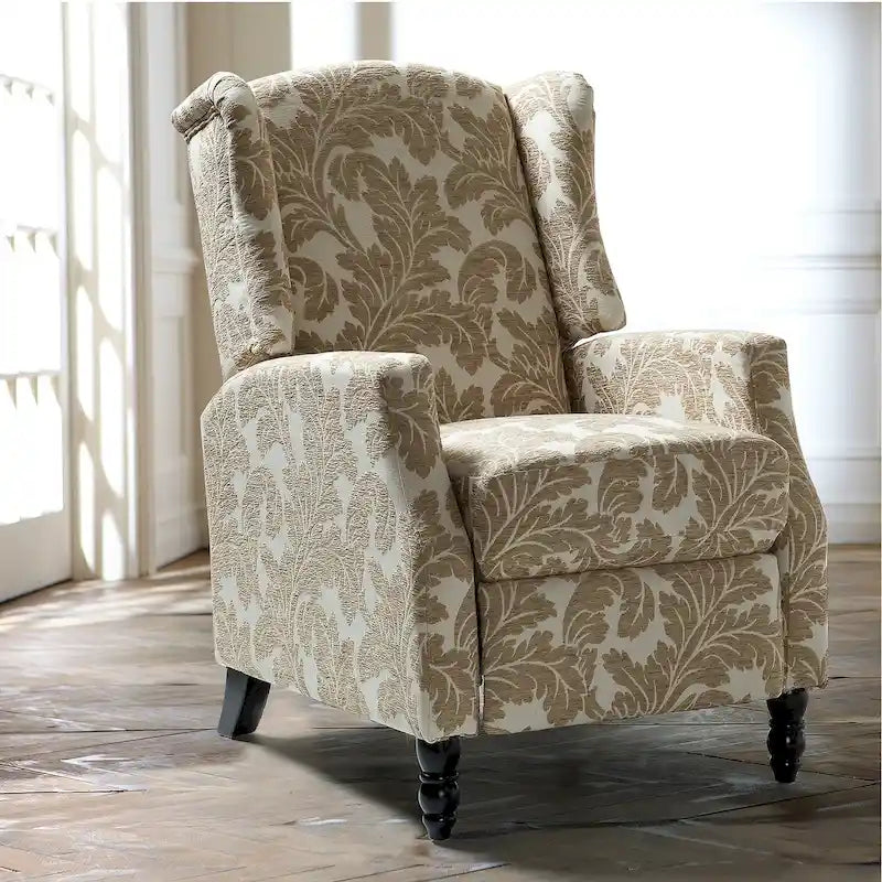 Fauteuil inclinable manuel "push-back" de style Mid-Century Modern avec dossier à oreilles