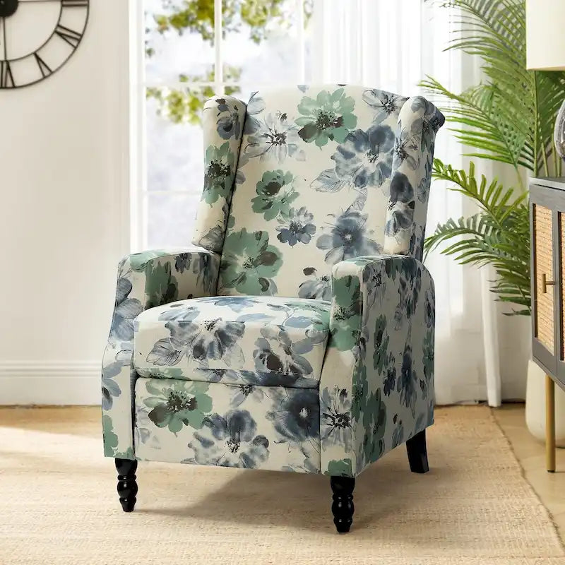 Fauteuil inclinable manuel "push-back" de style Mid-Century Modern avec dossier à oreilles