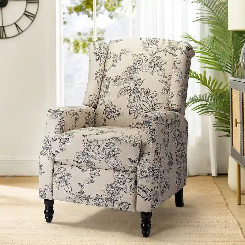 Fauteuil inclinable manuel "push-back" de style Mid-Century Modern avec dossier à oreilles
