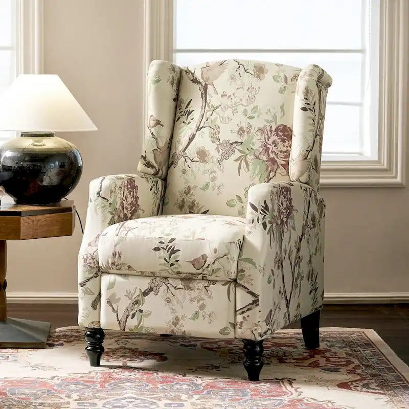 Fauteuil inclinable manuel "push-back" de style Mid-Century Modern avec dossier à oreilles