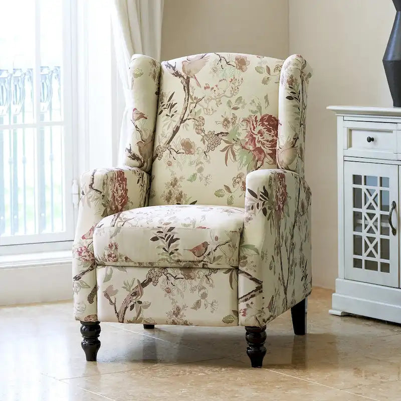 Fauteuil inclinable manuel "push-back" de style Mid-Century Modern avec dossier à oreilles