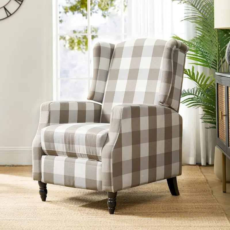 Fauteuil inclinable manuel "push-back" de style Mid-Century Modern avec dossier à oreilles