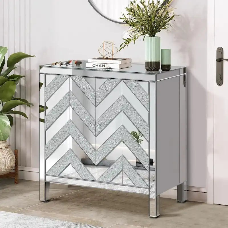 Meuble de rangement avec miroir décoratif pour salon, salle à manger, entrée, cuisine