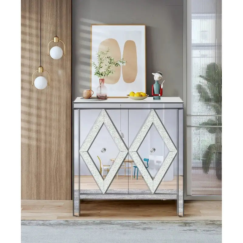 Meuble de rangement avec miroir décoratif pour salon, salle à manger, entrée, cuisine