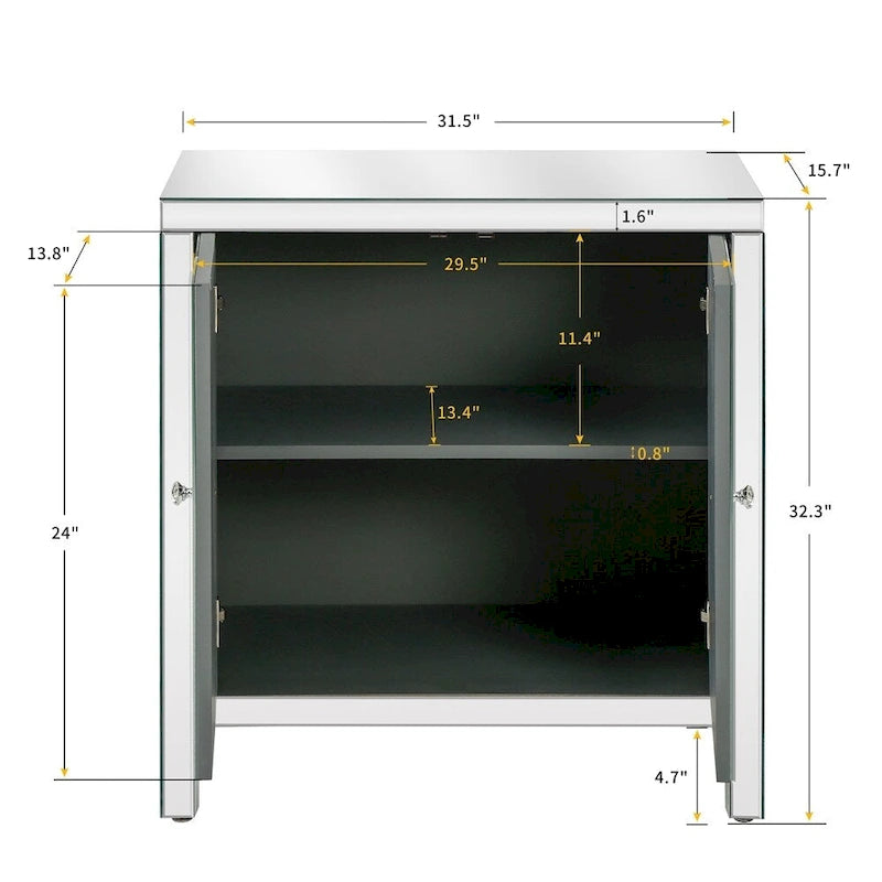 Meuble de rangement avec miroir décoratif pour salon, salle à manger, entrée, cuisine