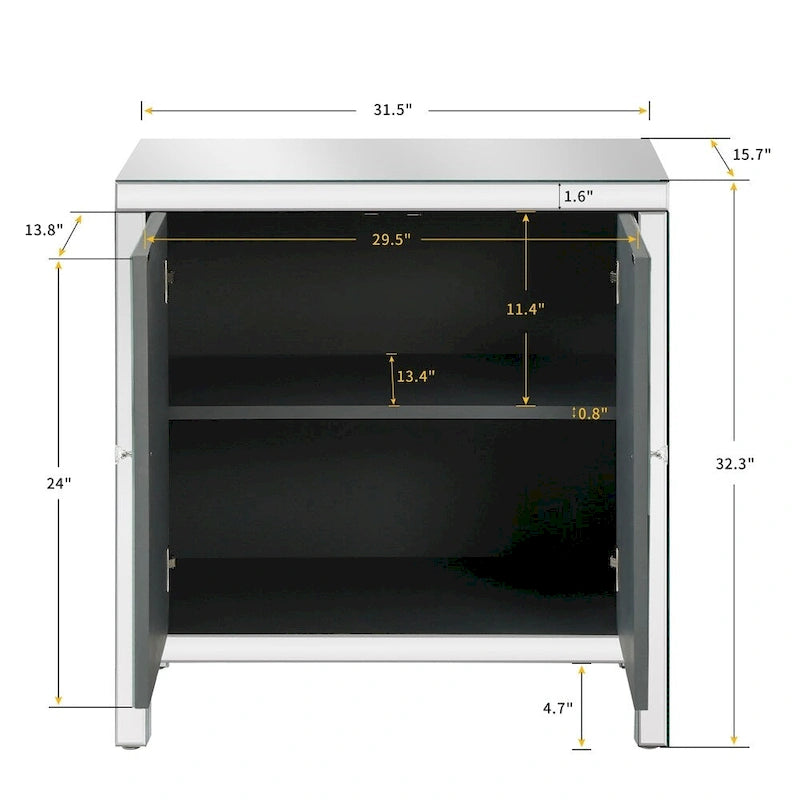 Meuble de rangement avec miroir décoratif pour salon, salle à manger, entrée, cuisine