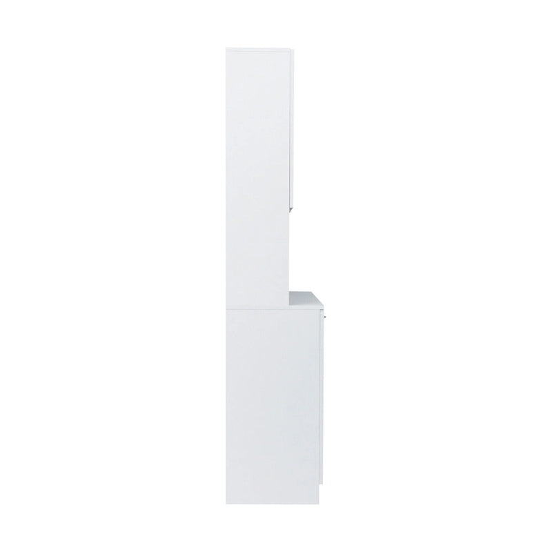 Armoire de cuisine/buffet haute blanche de 180 cm avec 6 portes, 1 étagère ouverte et 1 tiroir - 99,99 cm L x 39 cm P x 180 cm H