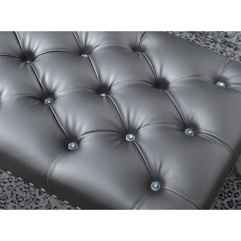 Banc capitonné avec garniture cloutée