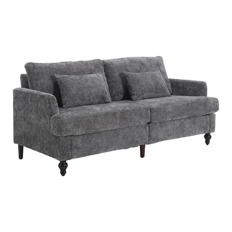 Causeuse de salon avec cadre en bois style Mid-Century Moderne et revêtement en chenille