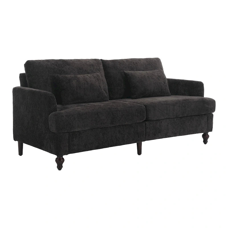 Causeuse de salon avec cadre en bois style Mid-Century Moderne et revêtement en chenille