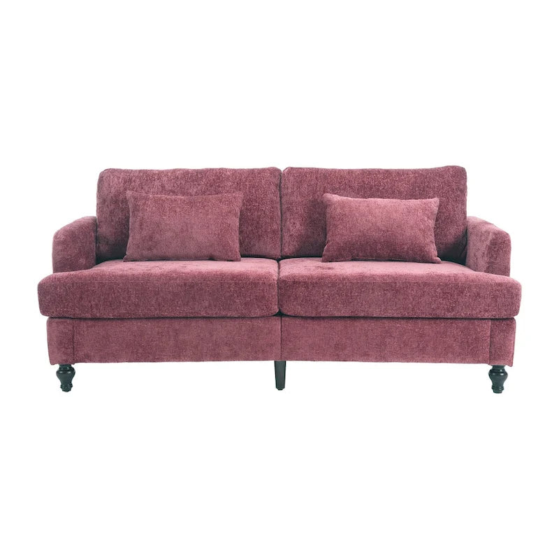 Causeuse de salon avec cadre en bois style Mid-Century Moderne et revêtement en chenille